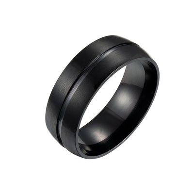 Simple Stainless Steel Matte Black Rings Wholesale