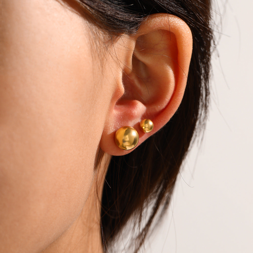 Minimalist Stainless Steel Ball Stud Earrings for Women - 1mm/4mm Round Bead Design