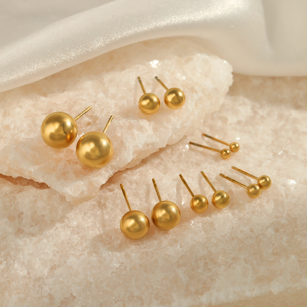 Minimalist Stainless Steel Ball Stud Earrings for Women - 1mm/4mm Round Bead Design