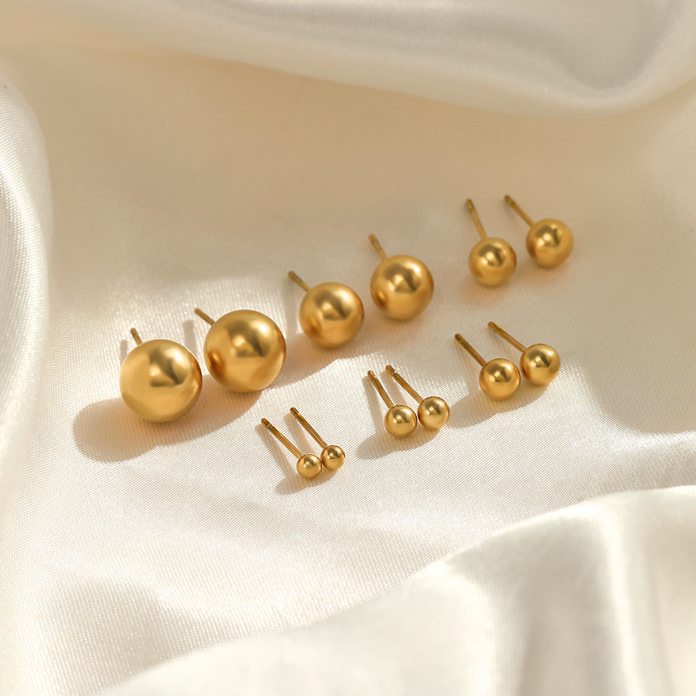 Minimalist Stainless Steel Ball Stud Earrings for Women - 1mm/4mm Round Bead Design