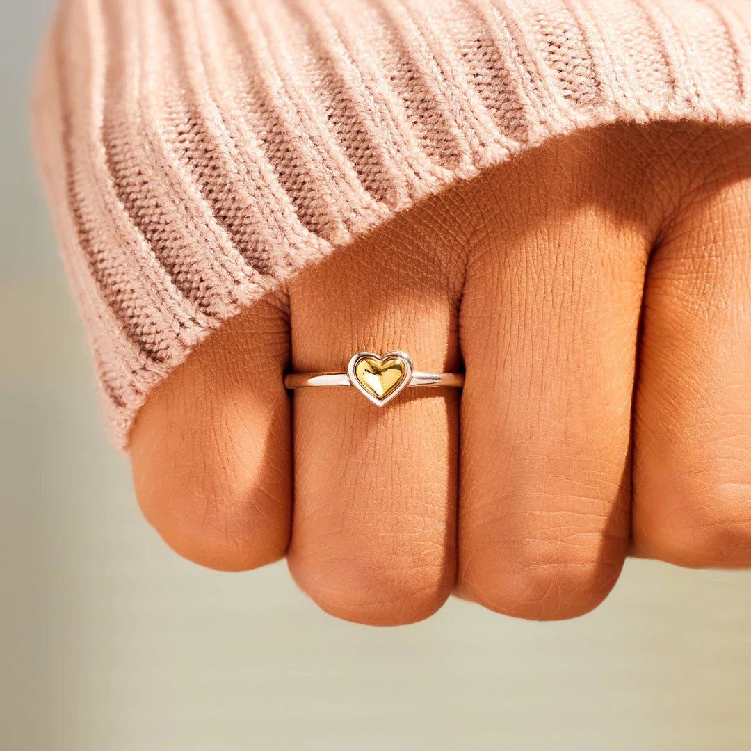 Minimalist Geometric Heart Sterling Silver Adjustable Ring