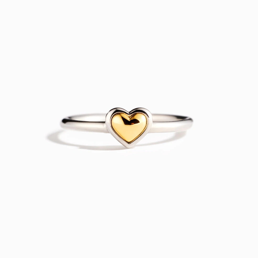 Minimalist Geometric Heart Sterling Silver Adjustable Ring