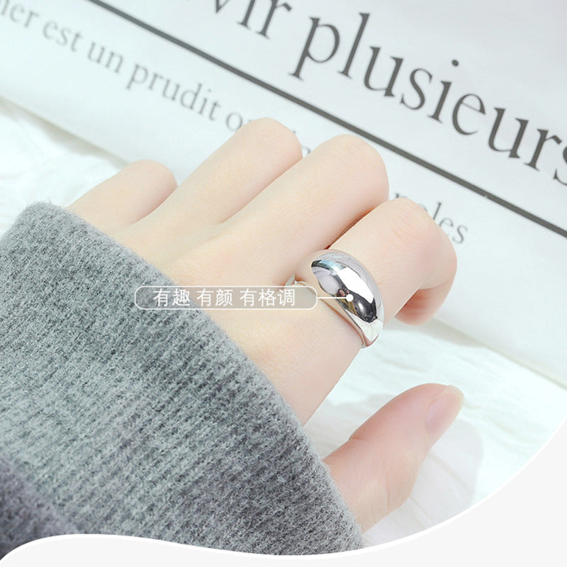 Simple Minimalist Titanium Steel Polished Plating Couple Rings