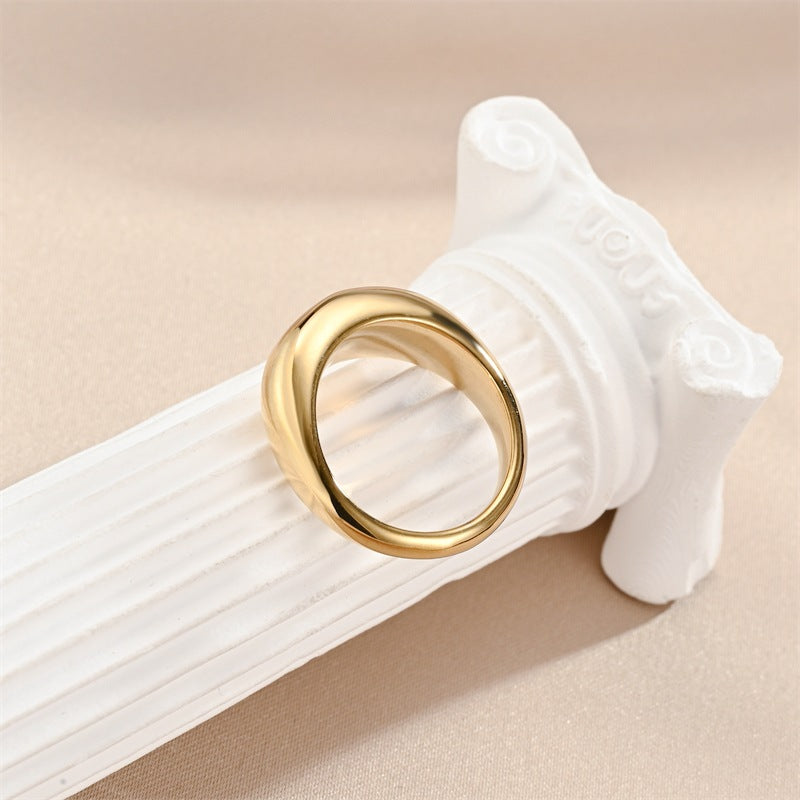 Simple Minimalist Titanium Steel Polished Plating Couple Rings