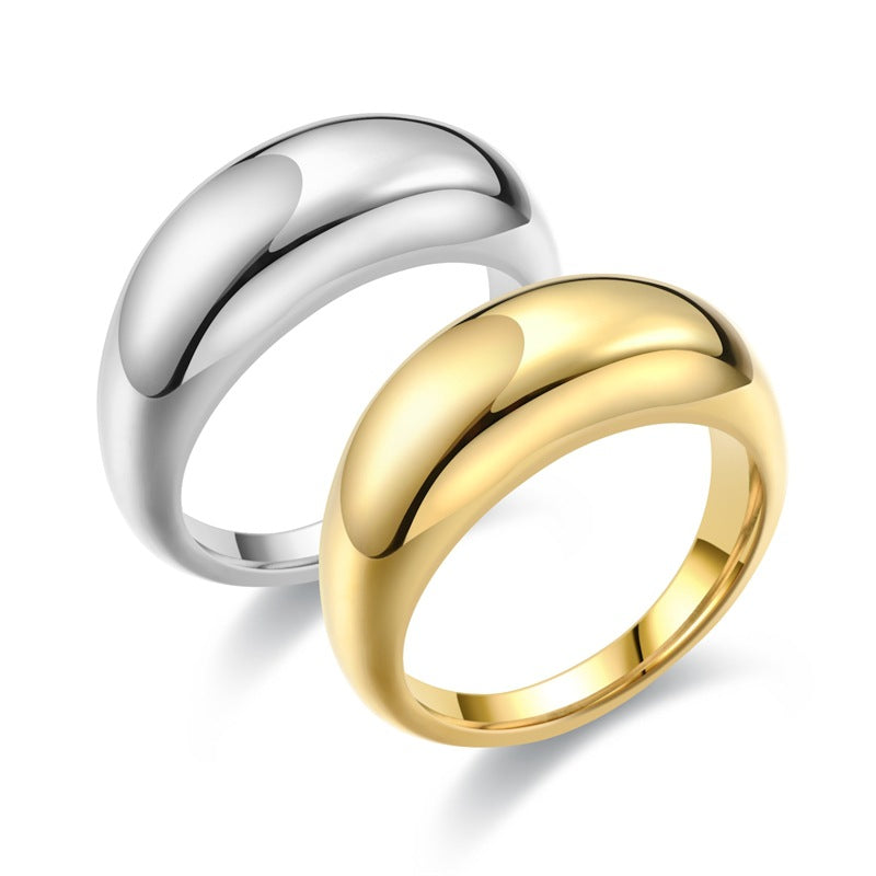Simple Minimalist Titanium Steel Polished Plating Couple Rings