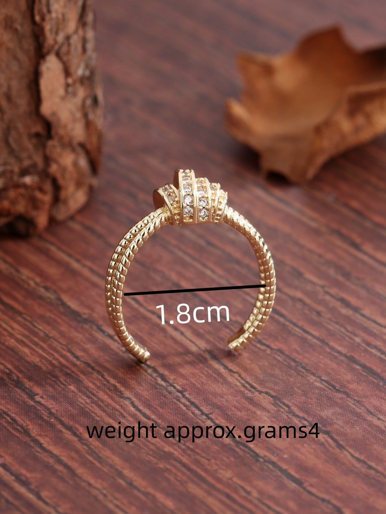 Simple Style 18K Gold Plated Zircon Open Ring for Women