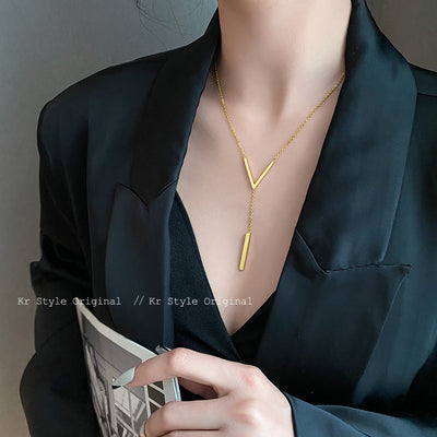 Simple Style Commute Letter Titanium Steel Plating 18K Gold Plated Necklace