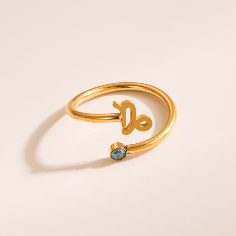 Simple Constellation Symbol Gold Plated Zircon Open Ring Set