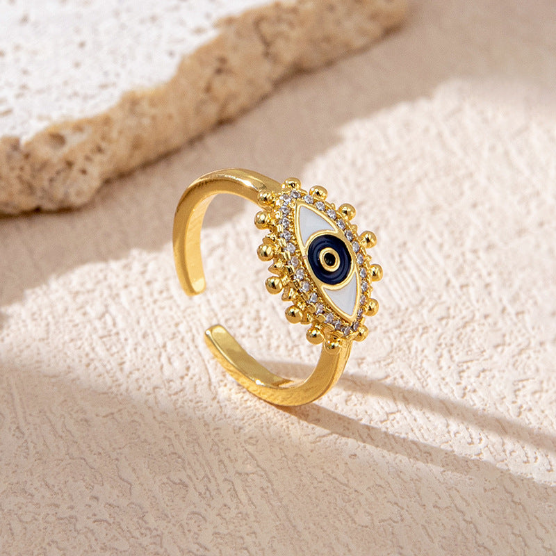 Minimalist Evil Eye Gold Plated Adjustable Ring