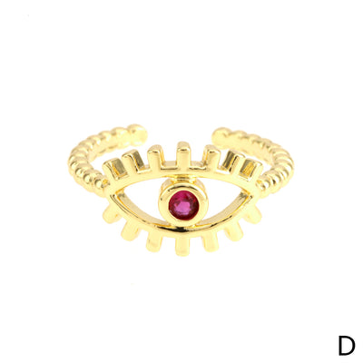 Minimalist Evil Eye Gold Plated Zircon Open Ring