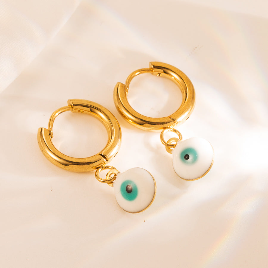 Simple Style Evil Eye Gold Plated Stainless Steel Earrings Set