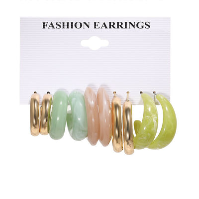 Simple Style Geometric Alloy Resin Inlay Artificial Pearls Rhinestones Women'S Hoop Earrings 1 Set