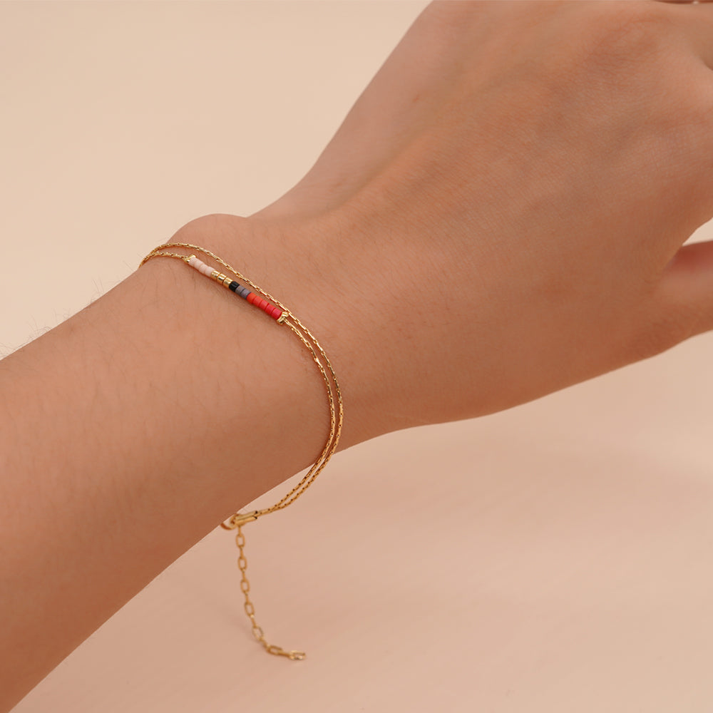 Simple Geometric Colorful Miyuki Glass Beaded Stainless Steel Bracelet