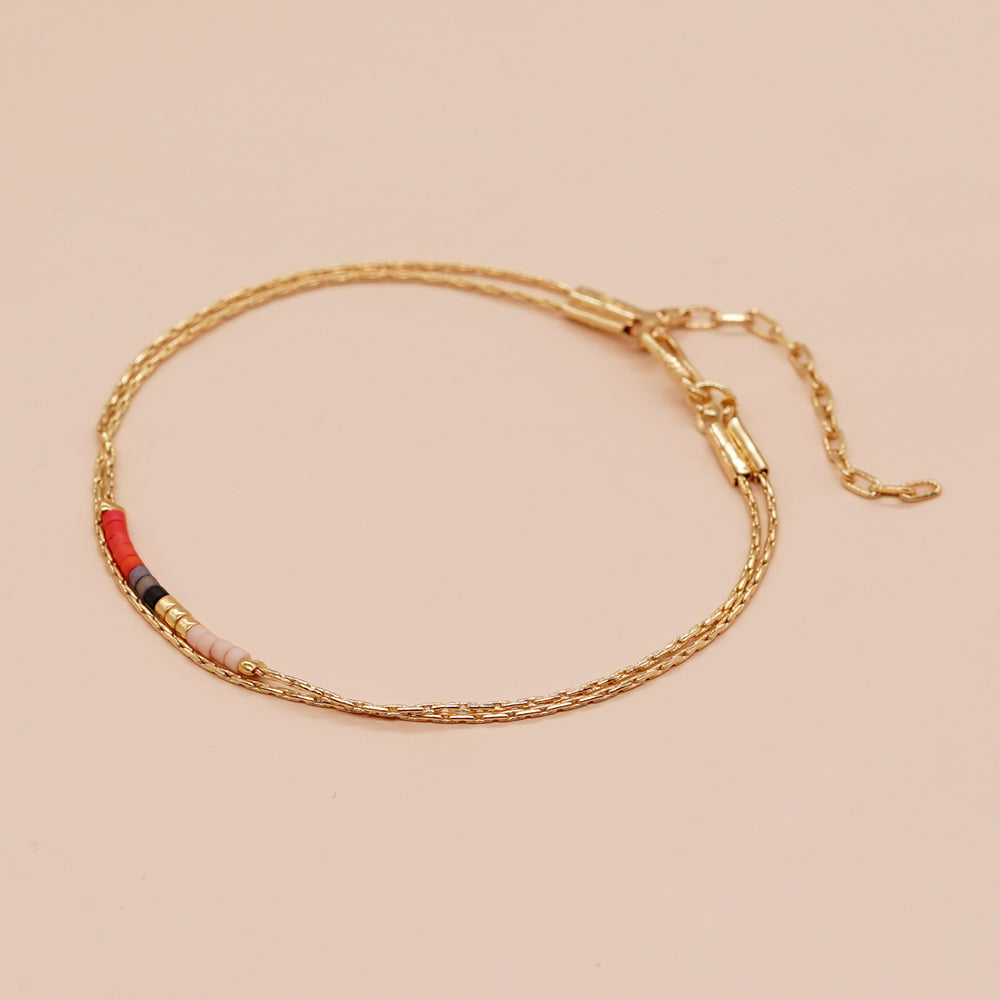 Simple Geometric Colorful Miyuki Glass Beaded Stainless Steel Bracelet