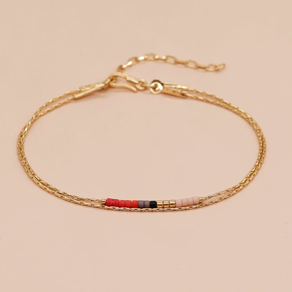 Simple Geometric Colorful Miyuki Glass Beaded Stainless Steel Bracelet