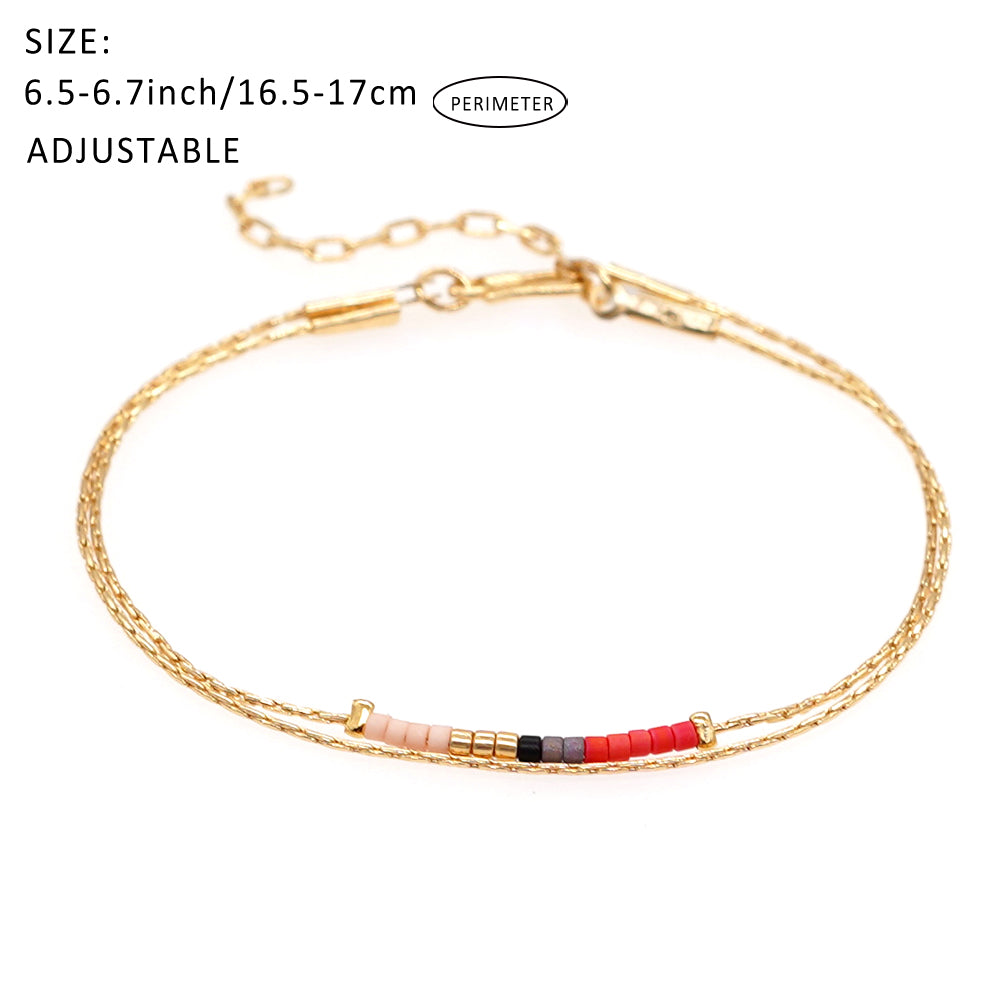 Simple Geometric Colorful Miyuki Glass Beaded Stainless Steel Bracelet