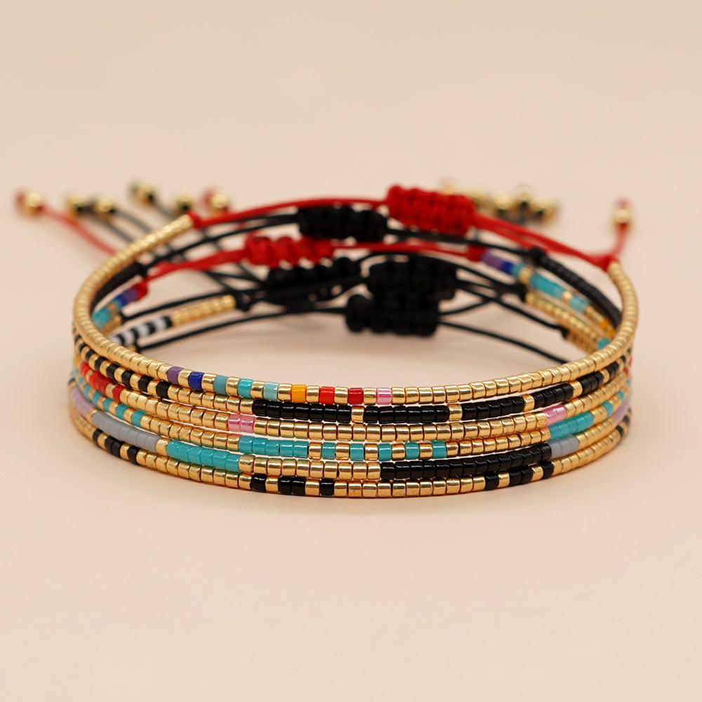 Simple Geometric Colorful Miyuki Glass Beaded Stainless Steel Bracelet