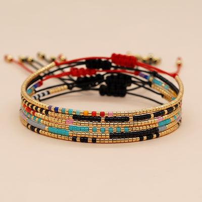 Simple Style Geometric Colorful Stainless Steel Glass Beaded Bracelets