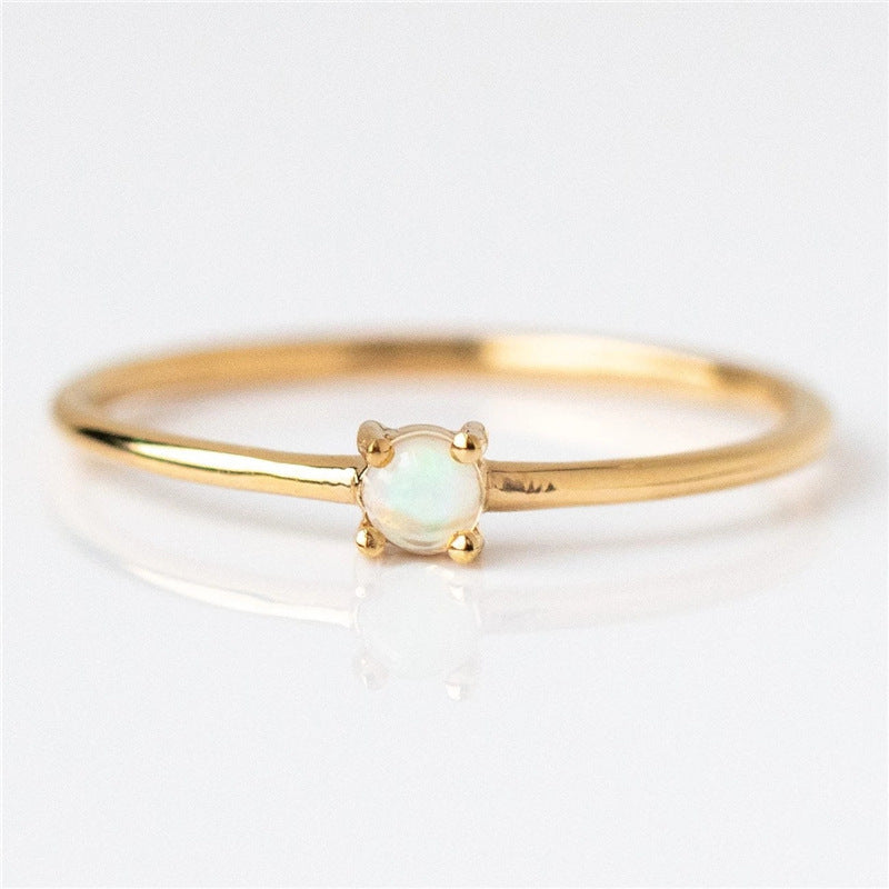 Simple Geometric Gold Plated Pearl Ring for Women