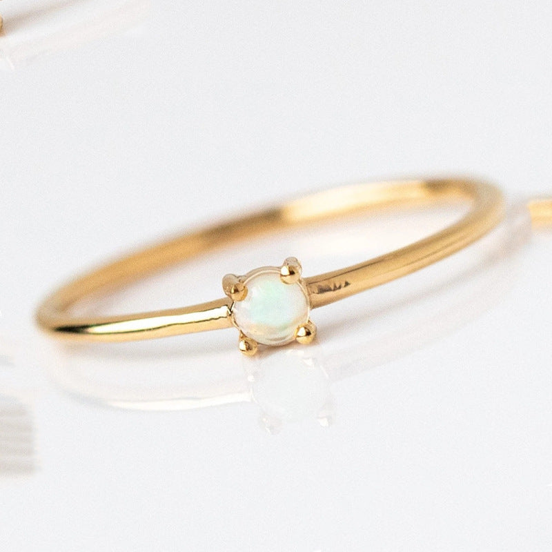 Simple Geometric Gold Plated Pearl Ring for Women