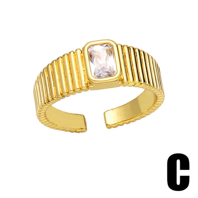 Minimalist Geometric Gold Plated Pearl Shell Zircon Ring