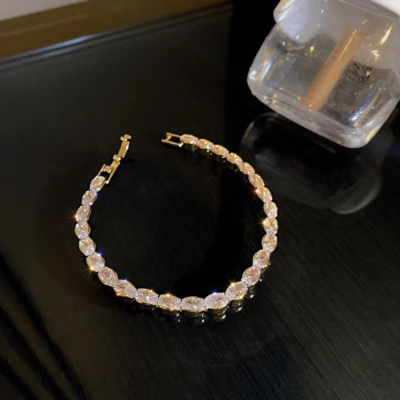 Simple Geometric Zirconia Stainless Steel Bracelet