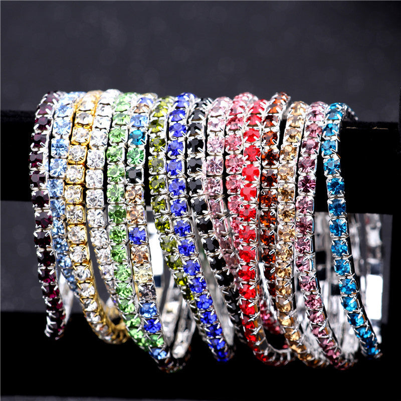 Simple Geometric Rhinestone Crystal Open Cuff Bracelet