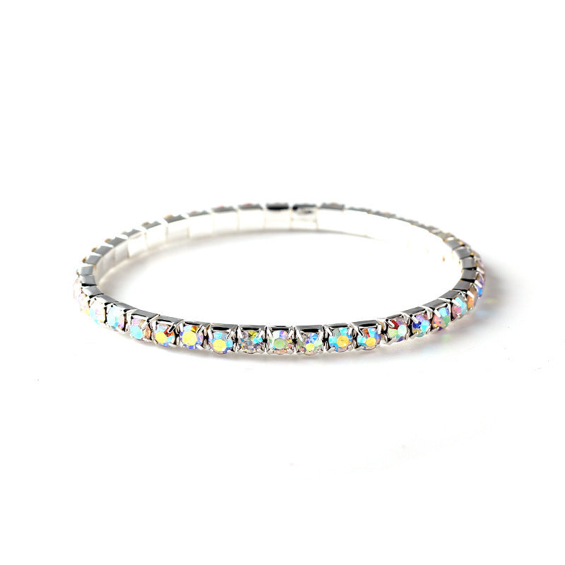 Simple Geometric Rhinestone Crystal Open Cuff Bracelet