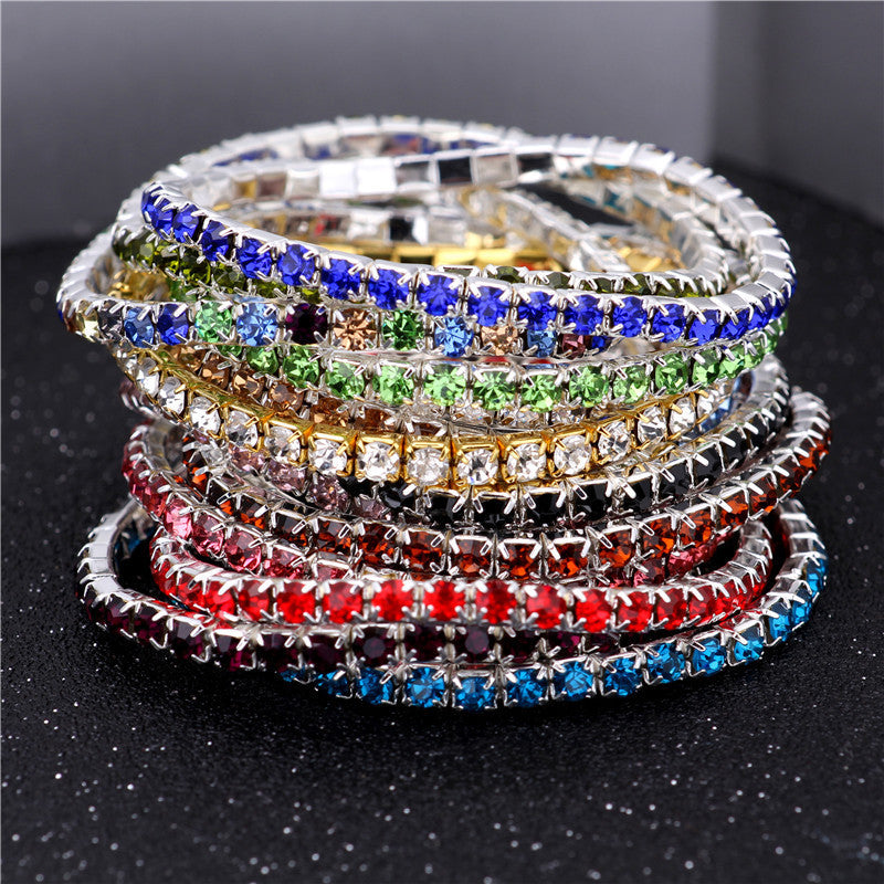 Simple Geometric Rhinestone Crystal Open Cuff Bracelet