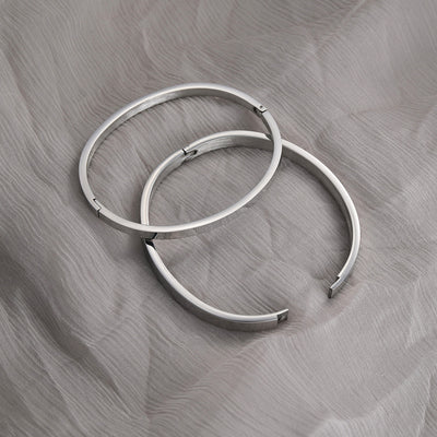 Minimalist Geometric Stainless Steel Bangle Bracelet - Gold Plated Couple Design