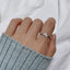 Minimalist Geometric Zircon Inlay Open Ring - Gold & Silver Plated Chain Design