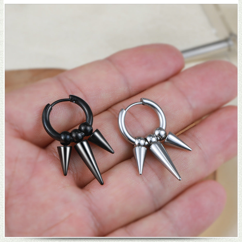 Simple Geometric Stainless Steel Tassel Earrings for Non-Pierced Ears