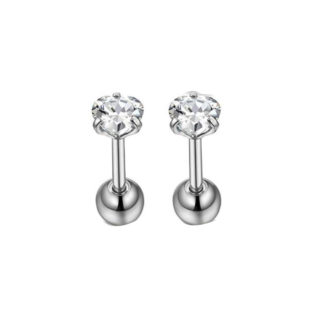 Simple Style Geometric Stainless Steel Inlay Zircon Ear Studs 1 Piece