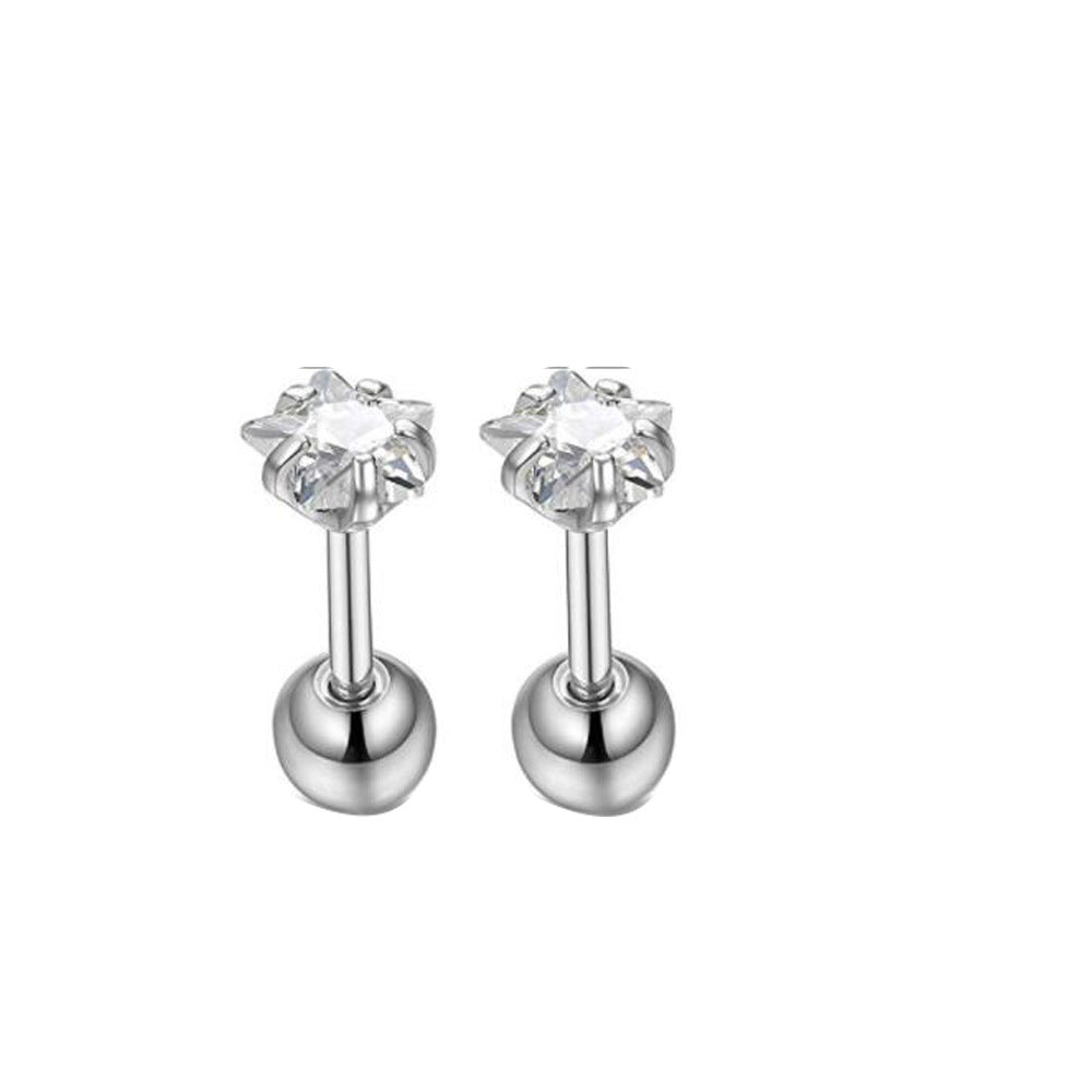 Simple Style Geometric Stainless Steel Inlay Zircon Ear Studs 1 Piece