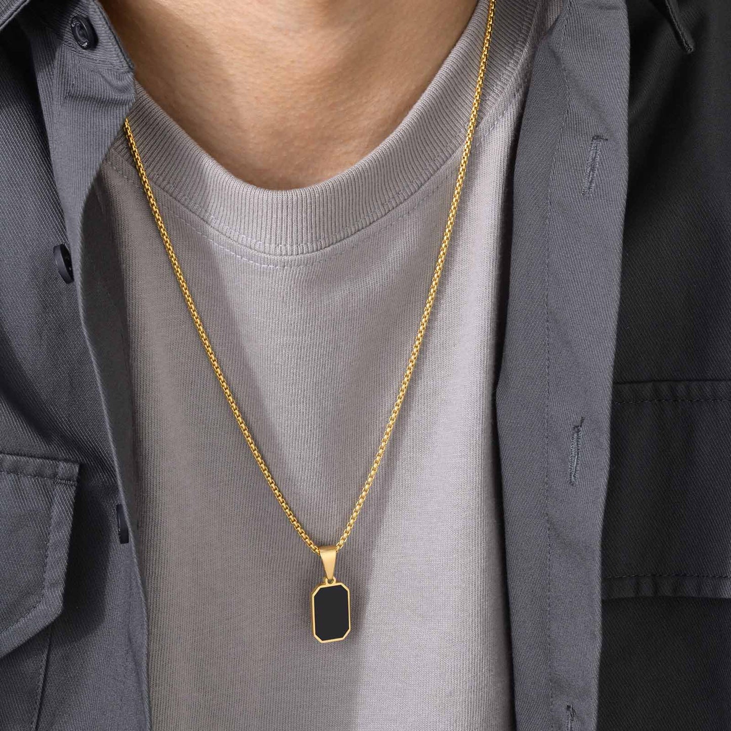 Simple Geometric Gold Stainless Steel Pendant Necklace