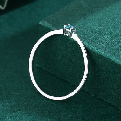 Simple Geometric Sterling Silver Square Paraiba Tourmaline-Inspired Ring