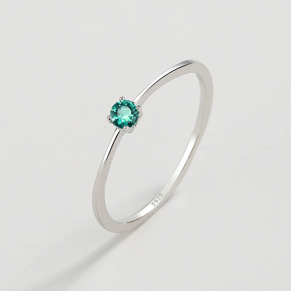 Simple Geometric Sterling Silver Square Paraiba Tourmaline-Inspired Ring