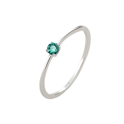 Simple Geometric Sterling Silver Square Paraiba Tourmaline-Inspired Ring