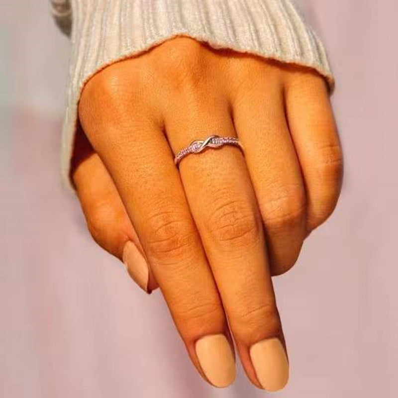 Simple Geometric Sterling Silver Infinity Zircon Ring