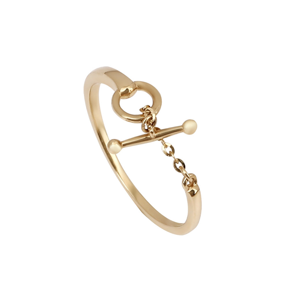 Minimalist Geometric 14K Gold Plated Sterling Silver Open Chain Ring