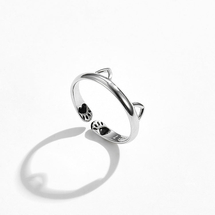 Simple Geometric Sterling Silver Cat Ear Open Ring