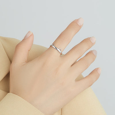 Simple Geometric Sterling Silver Cat Ear Open Ring