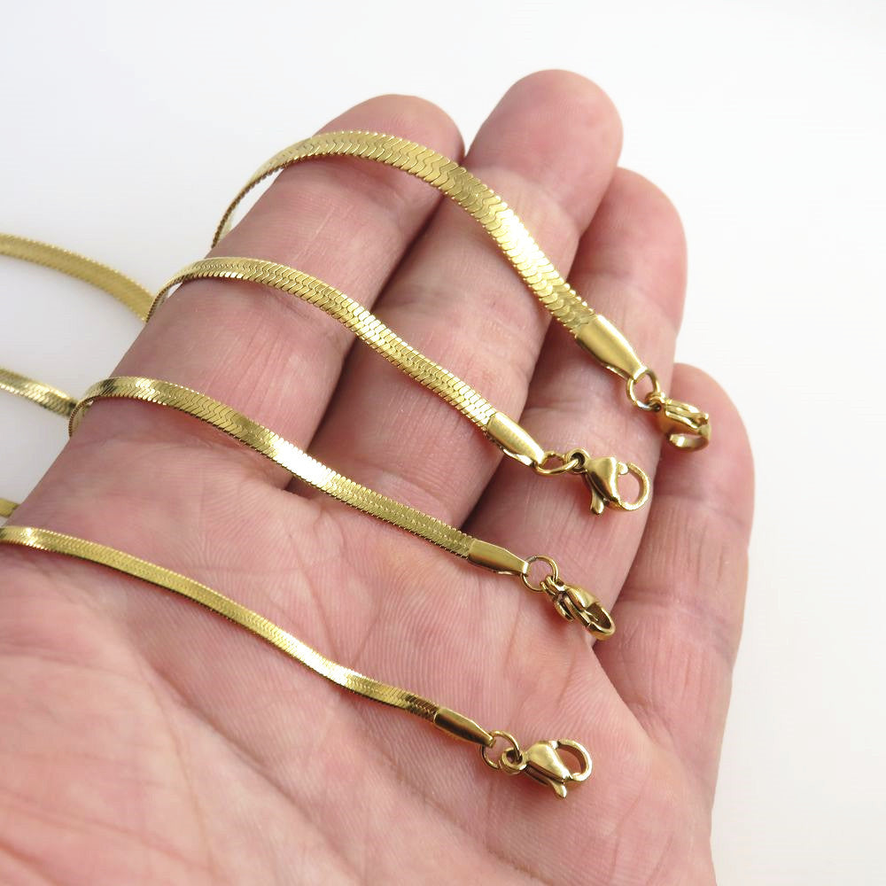 Minimalist Geometric Gold Plated Stainless Steel Snake Chain Bracelet