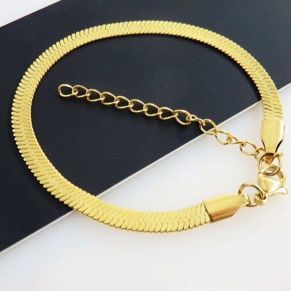 Minimalist Geometric Gold Plated Stainless Steel Snake Chain Bracelet