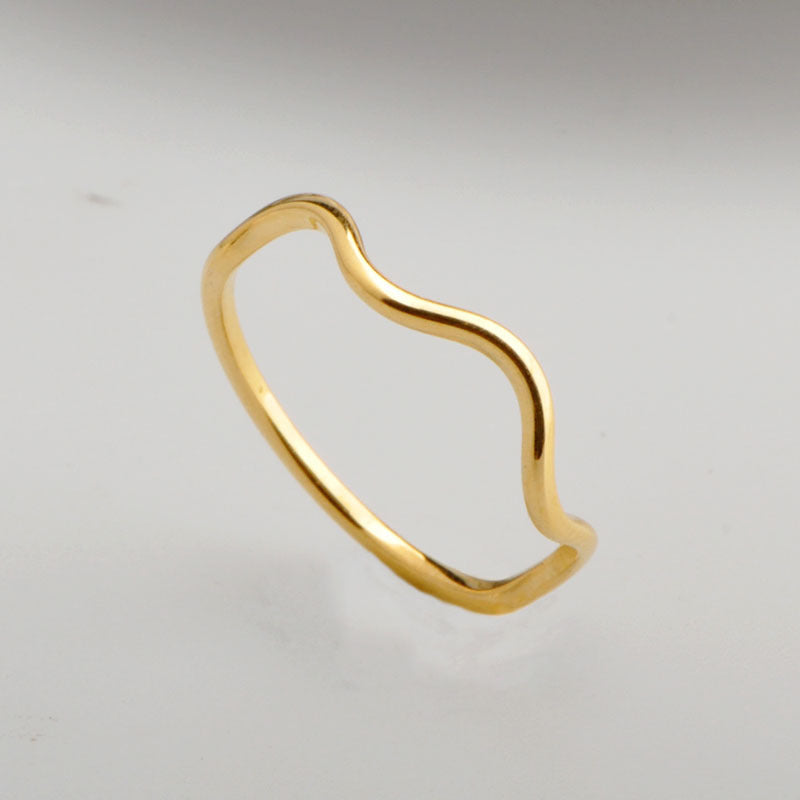 Simple Geometric Titanium Steel Wave Ring for Women