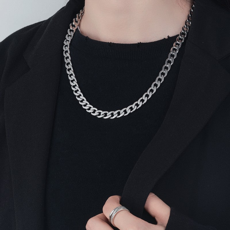 Simple Geometric Titanium Steel Cuban Chain Necklace