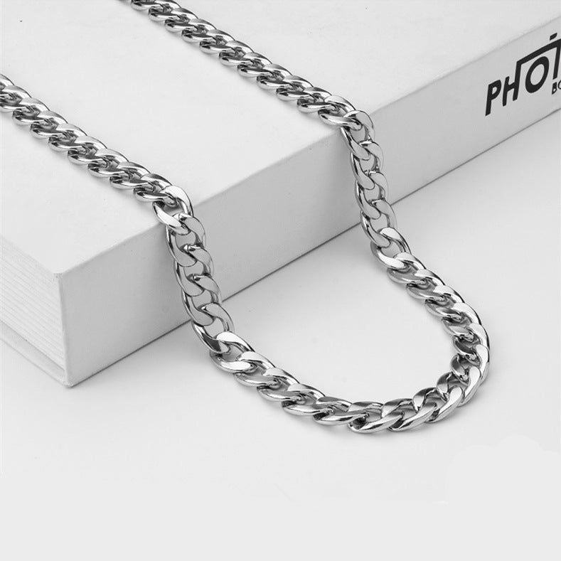 Simple Geometric Titanium Steel Cuban Chain Necklace