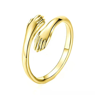 Simple Style Stainless Steel Open Hug Ring - 18k Gold Plated Couple Jewelry