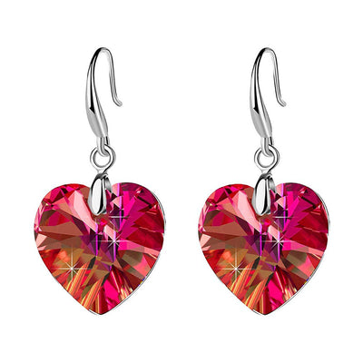 Simple Heart Shape Crystal Glass Women's Drop Earrings