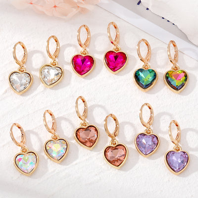 Simple Heart-Shaped Zircon Alloy Earrings for Women